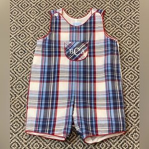 🎉 EEUC! 🎉 Bella Bliss Sz 2 Red/Navy/White Romper w/ BCA Monogram